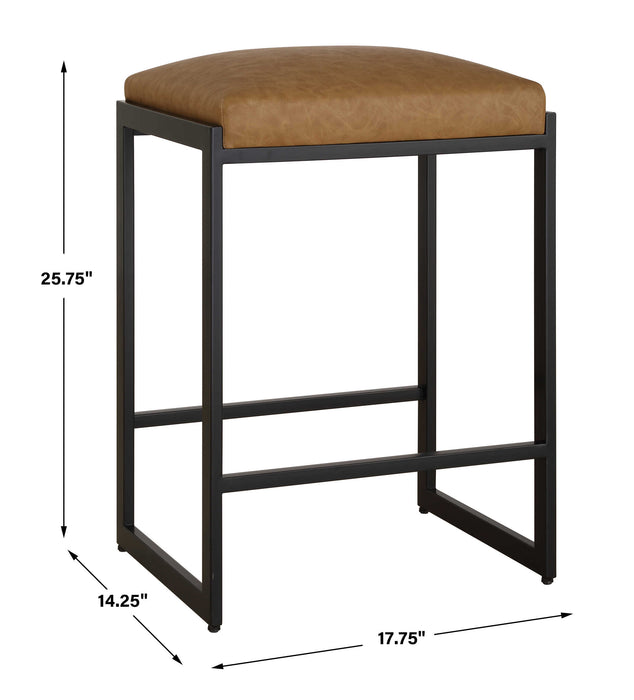 Atticus Counter Stool Satin Black-Furniture-Uttermost-Lighting Design Store