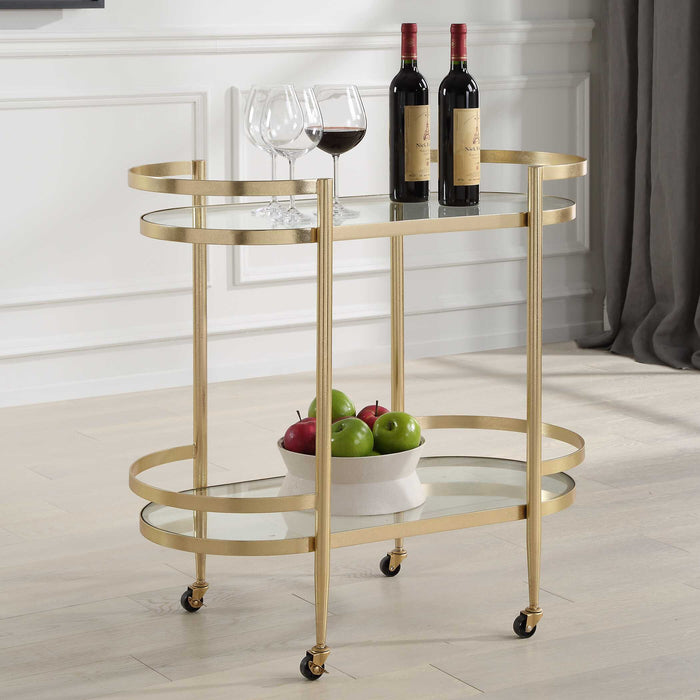 Isabelle Bar Cart Gold Leaf-Furniture-Uttermost-Lighting Design Store