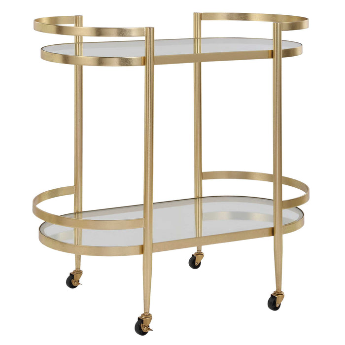 Isabelle Bar Cart Gold Leaf-Furniture-Uttermost-Lighting Design Store