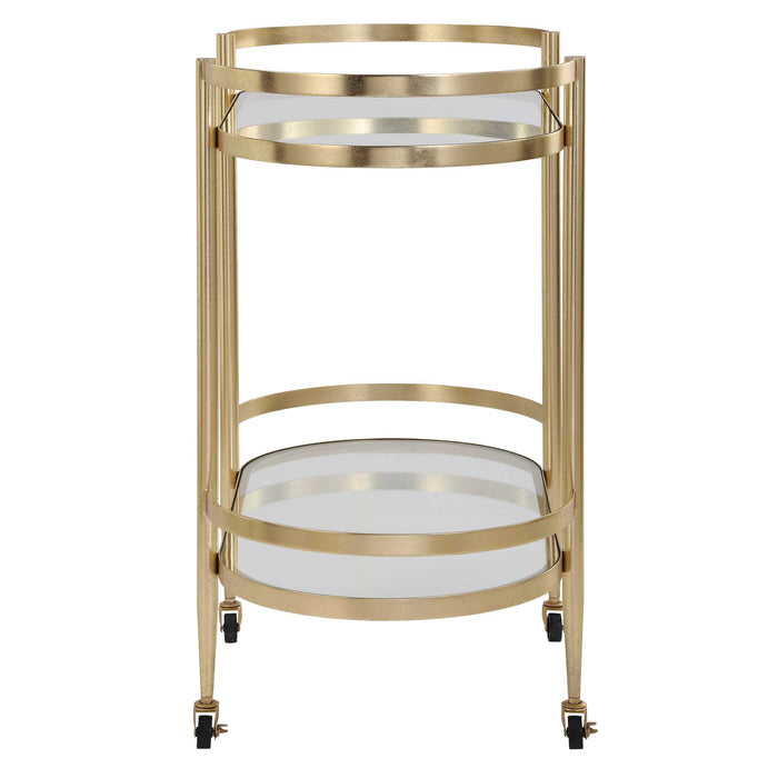 Isabelle Bar Cart Gold Leaf-Furniture-Uttermost-Lighting Design Store