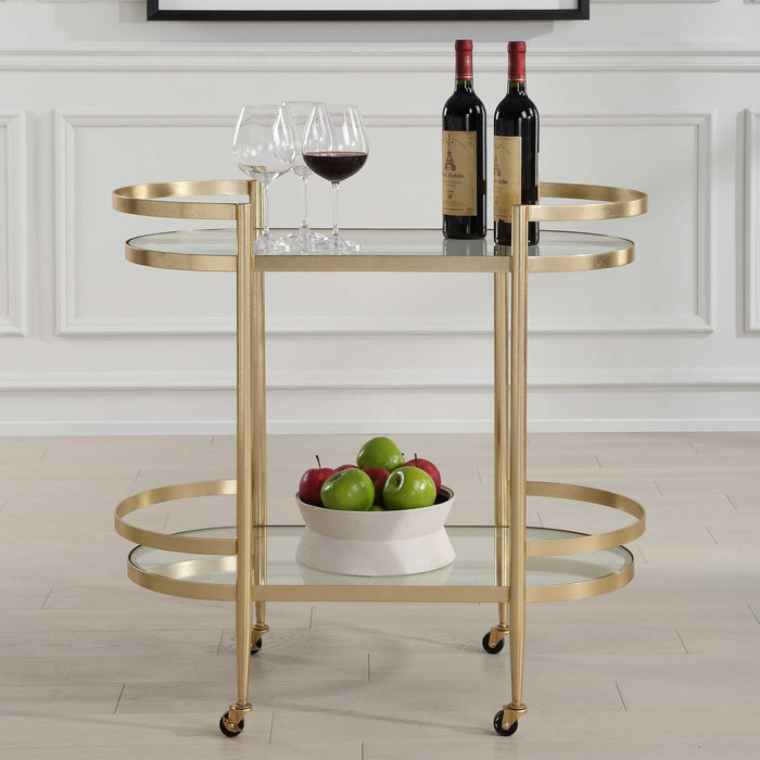 Isabelle Bar Cart Gold Leaf-Furniture-Uttermost-Lighting Design Store