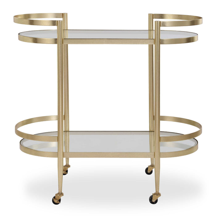 Isabelle Bar Cart Gold Leaf-Furniture-Uttermost-Lighting Design Store