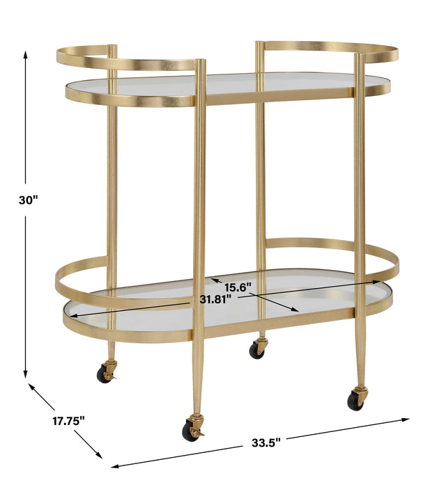 Isabelle Bar Cart Gold Leaf-Furniture-Uttermost-Lighting Design Store