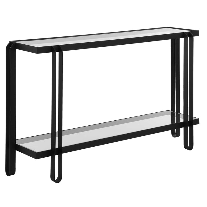 Shadow Console Table Satin Black-Furniture-Uttermost-Lighting Design Store