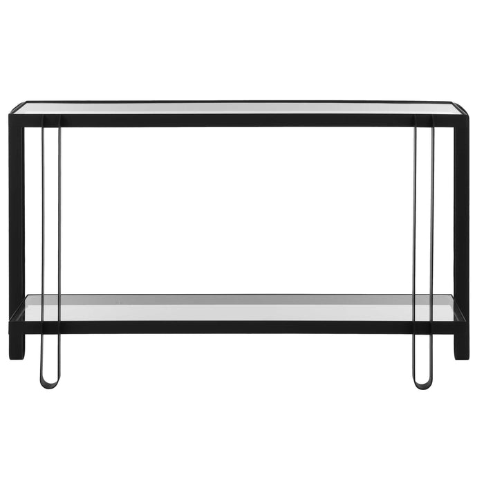 Shadow Console Table Satin Black-Furniture-Uttermost-Lighting Design Store