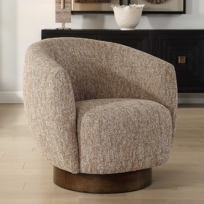 Dunes Swivel Chair Dark Walnut-Furniture-Uttermost-Lighting Design Store