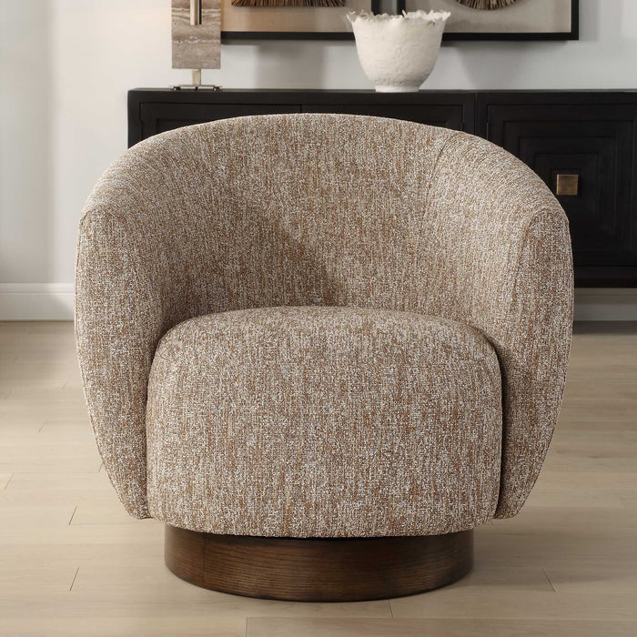 Dunes Swivel Chair Dark Walnut-Furniture-Uttermost-Lighting Design Store