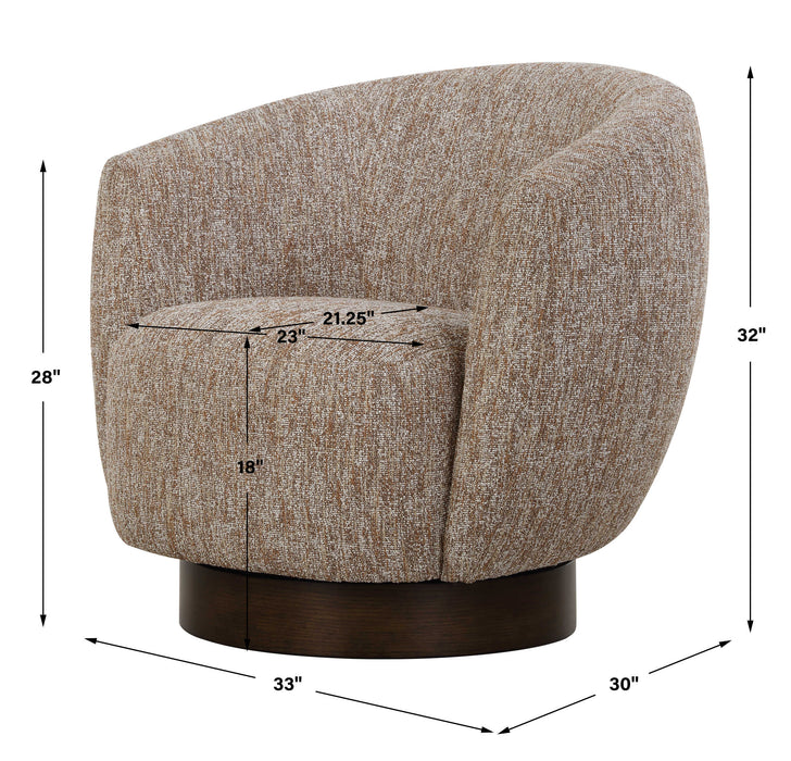 Dunes Swivel Chair Dark Walnut-Furniture-Uttermost-Lighting Design Store