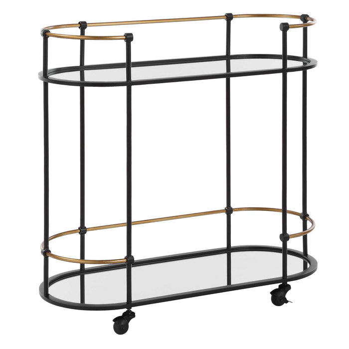 Andre Bar Cart Satin Black-Furniture-Uttermost-Lighting Design Store