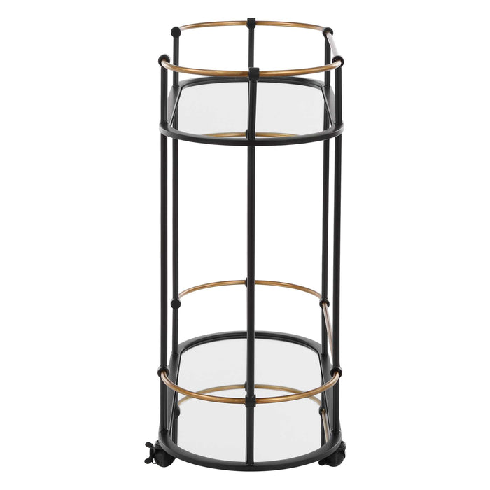 Andre Bar Cart Satin Black-Furniture-Uttermost-Lighting Design Store