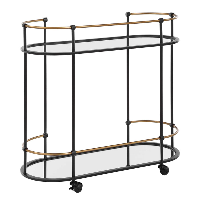 Andre Bar Cart Satin Black-Furniture-Uttermost-Lighting Design Store