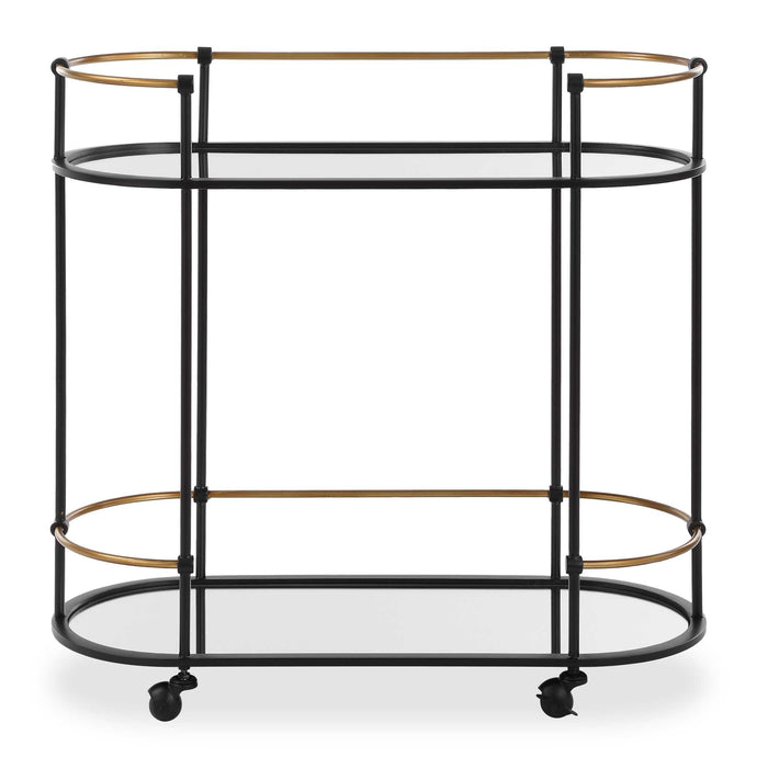 Andre Bar Cart Satin Black-Furniture-Uttermost-Lighting Design Store