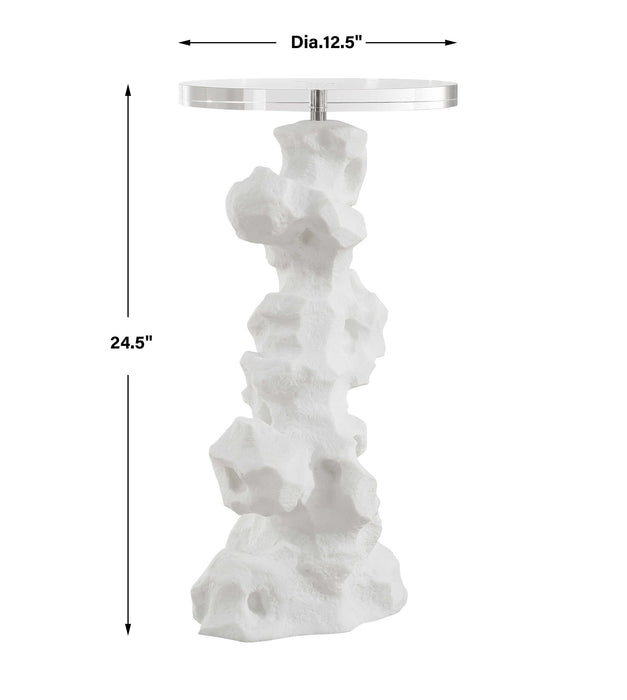 Remnant Drink Table White Stone-Furniture-Uttermost-Lighting Design Store