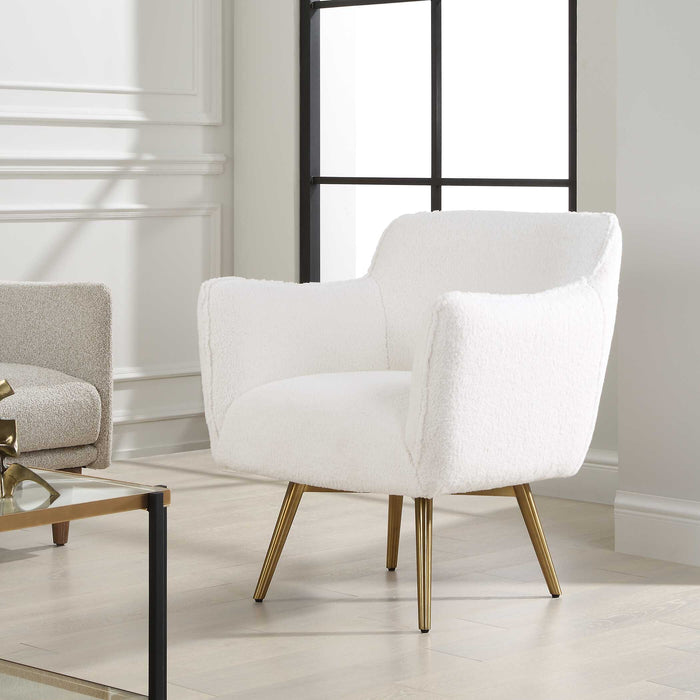 Oasis Swivel Chair Brushed Brass-Furniture-Uttermost-Lighting Design Store