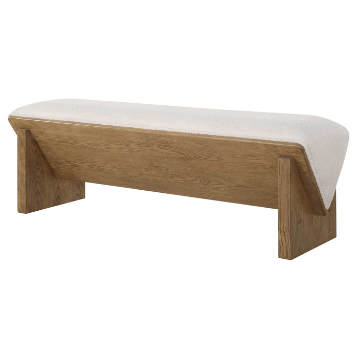 Wedged Bench Soft Ivory-Furniture-Uttermost-Lighting Design Store