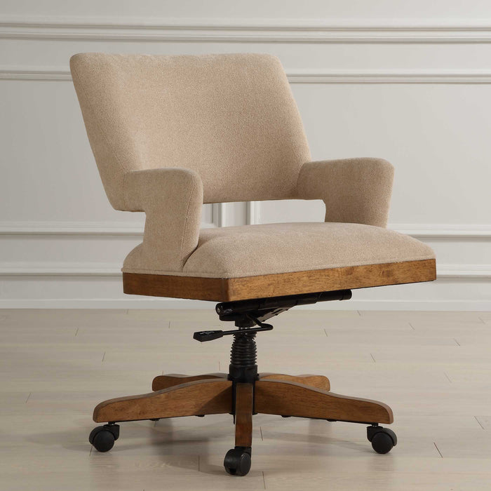 Aspect Desk Chair Pecan Stained Solid Wood-Furniture-Uttermost-Lighting Design Store