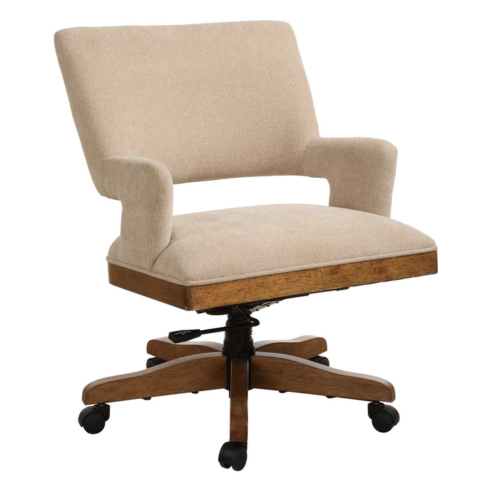 Aspect Desk Chair Pecan Stained Solid Wood-Furniture-Uttermost-Lighting Design Store