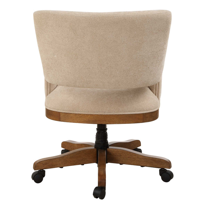 Aspect Desk Chair Pecan Stained Solid Wood-Furniture-Uttermost-Lighting Design Store