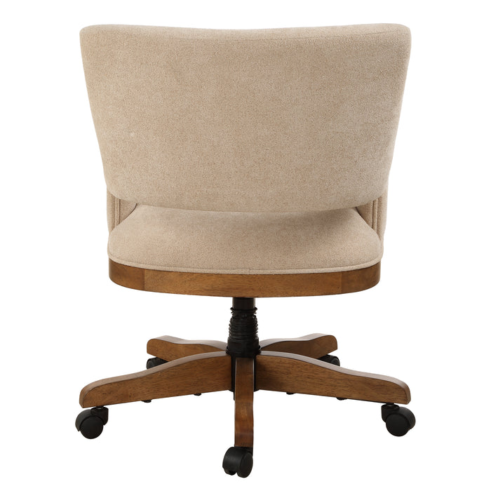 Aspect Desk Chair Pecan Stained Solid Wood-Furniture-Uttermost-Lighting Design Store