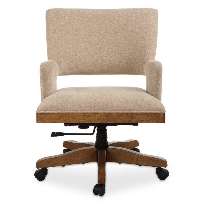 Aspect Desk Chair Pecan Stained Solid Wood-Furniture-Uttermost-Lighting Design Store
