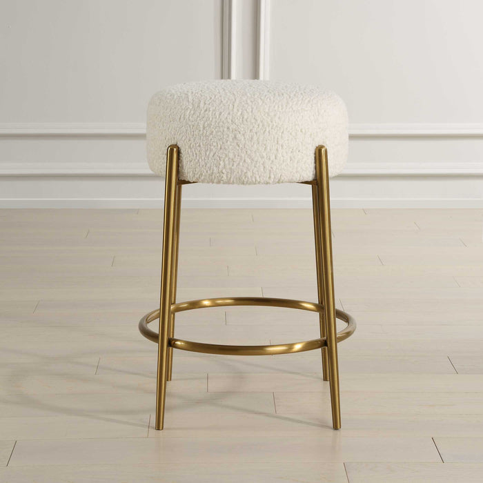 Arles Counter Stool Brushed Brass-Furniture-Uttermost-Lighting Design Store