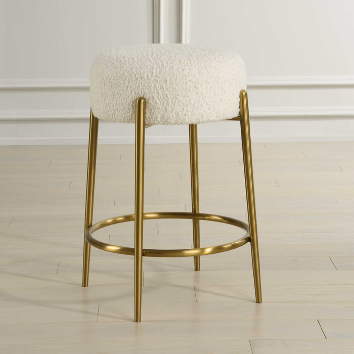 Arles Counter Stool Brushed Brass-Furniture-Uttermost-Lighting Design Store