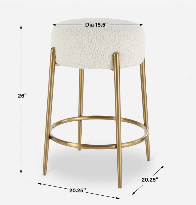 Arles Counter Stool Brushed Brass-Furniture-Uttermost-Lighting Design Store