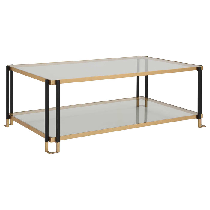 Kentmore Coffee Table Matte Black And Gold Leaf-Furniture-Uttermost-Lighting Design Store