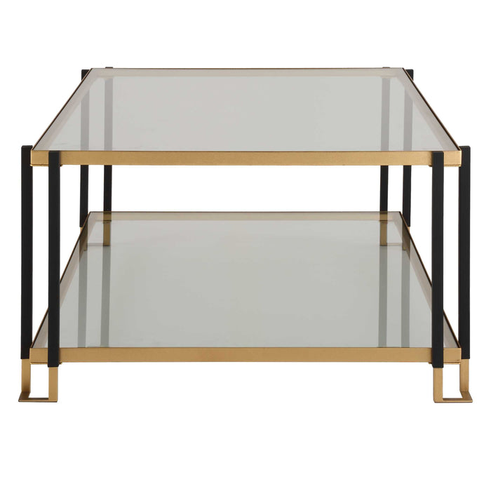 Kentmore Coffee Table Matte Black And Gold Leaf-Furniture-Uttermost-Lighting Design Store
