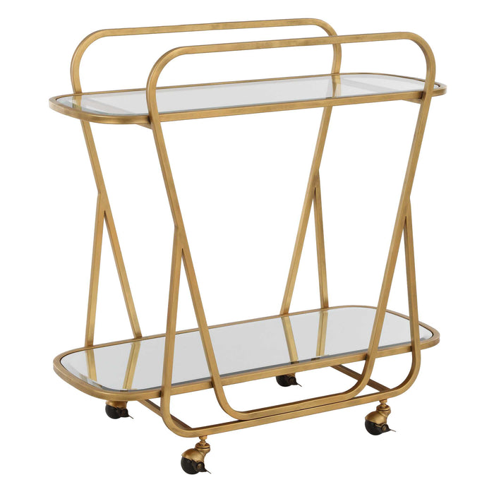 Swain Serving Cart Antique Brass-Furniture-Uttermost-Lighting Design Store