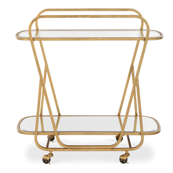 Swain Serving Cart Antique Brass-Furniture-Uttermost-Lighting Design Store