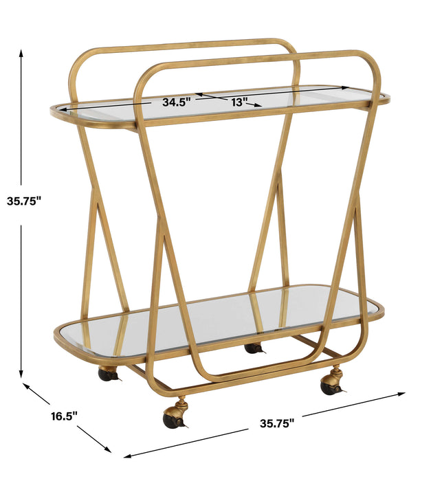 Swain Serving Cart Antique Brass-Furniture-Uttermost-Lighting Design Store