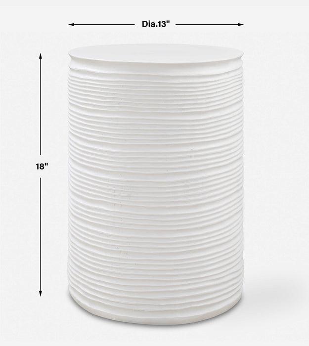 Borderline Drum Table Plaster White-Furniture-Uttermost-Lighting Design Store