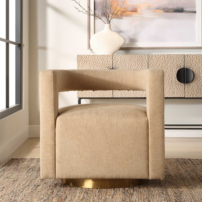 Grounded Swivel Chair Brushed Brass-Furniture-Uttermost-Lighting Design Store