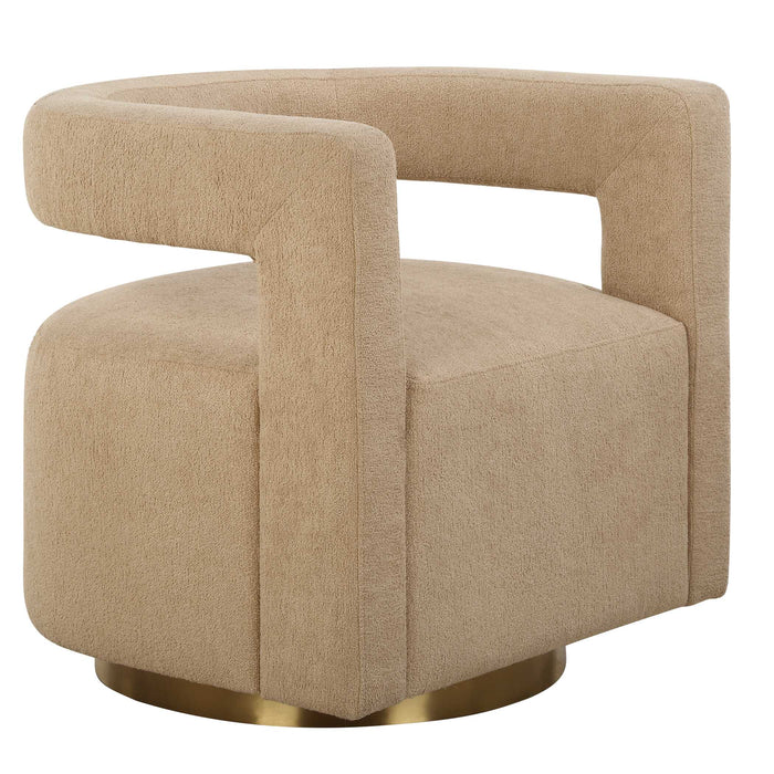 Grounded Swivel Chair Brushed Brass-Furniture-Uttermost-Lighting Design Store