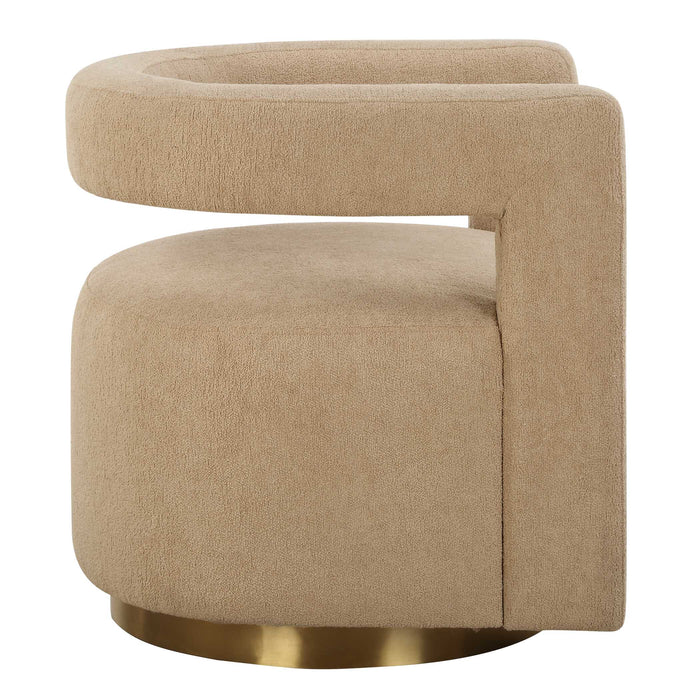 Grounded Swivel Chair Brushed Brass-Furniture-Uttermost-Lighting Design Store