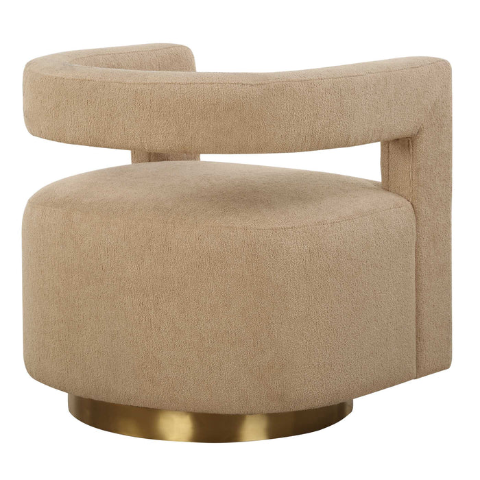 Grounded Swivel Chair Brushed Brass-Furniture-Uttermost-Lighting Design Store