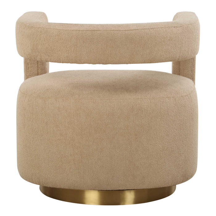 Grounded Swivel Chair Brushed Brass-Furniture-Uttermost-Lighting Design Store