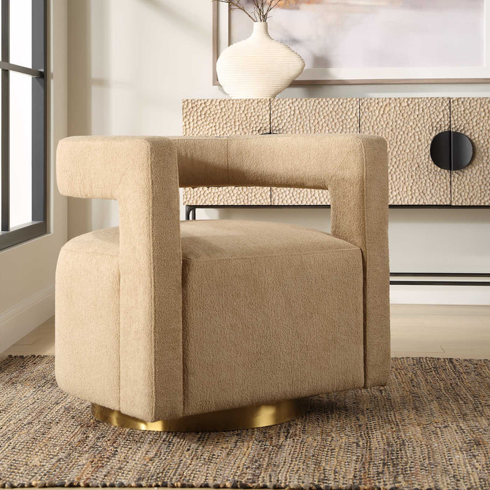 Grounded Swivel Chair Brushed Brass-Furniture-Uttermost-Lighting Design Store