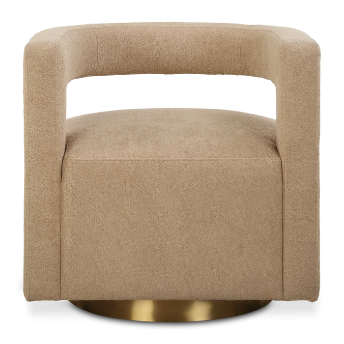 Grounded Swivel Chair Brushed Brass-Furniture-Uttermost-Lighting Design Store
