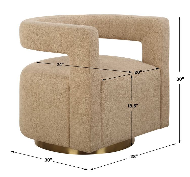 Grounded Swivel Chair Brushed Brass-Furniture-Uttermost-Lighting Design Store