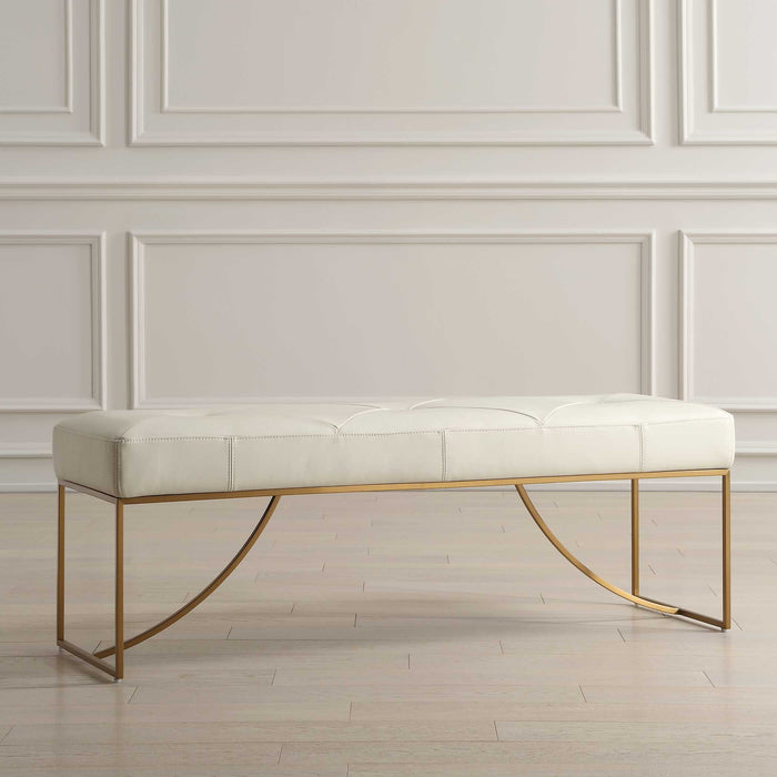 Swale Bench Brushed Brass-Furniture-Uttermost-Lighting Design Store