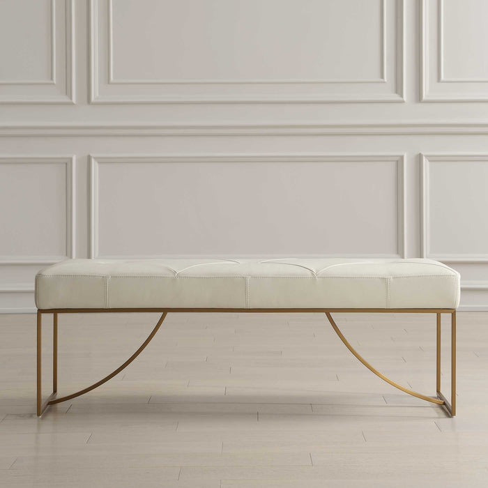 Swale Bench Brushed Brass-Furniture-Uttermost-Lighting Design Store