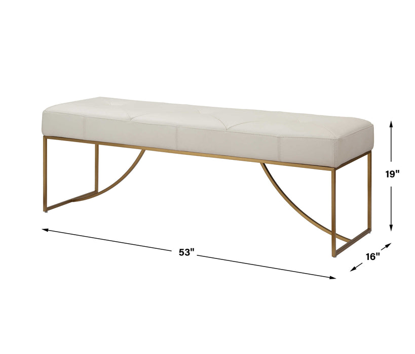 Swale Bench Brushed Brass-Furniture-Uttermost-Lighting Design Store