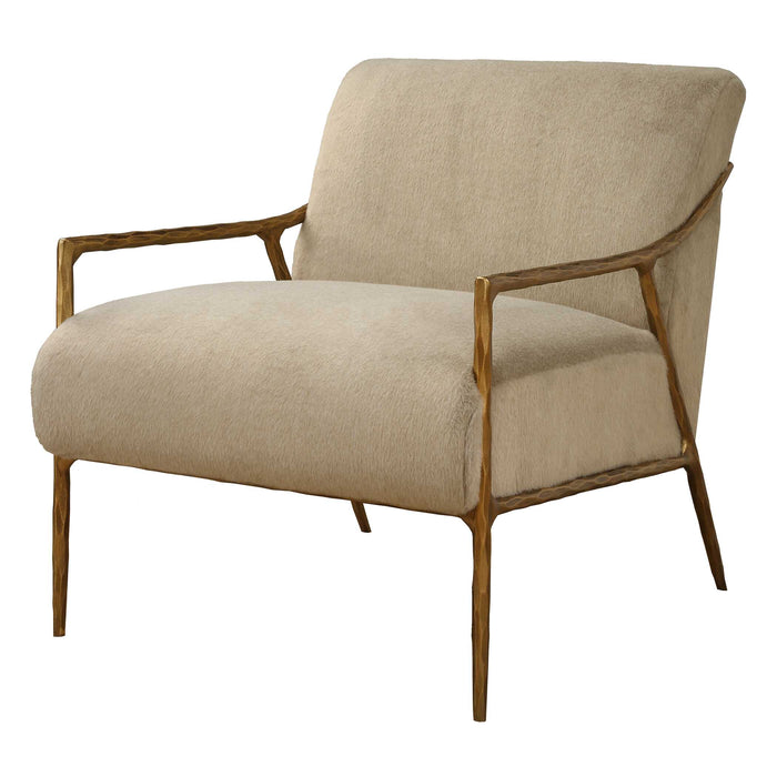 Kashmir Accent Chair Aged Gold-Furniture-Uttermost-Lighting Design Store