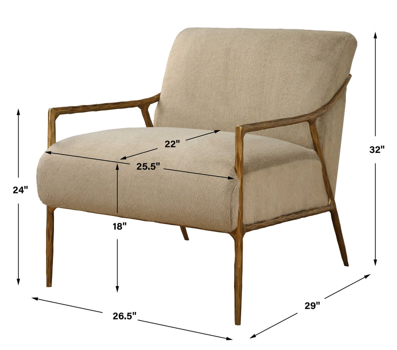 Kashmir Accent Chair Aged Gold-Furniture-Uttermost-Lighting Design Store