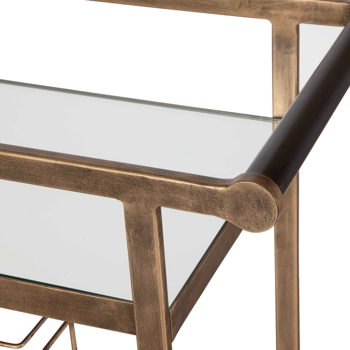 Carrinho Bar Cart Antique Brass-Furniture-Uttermost-Lighting Design Store
