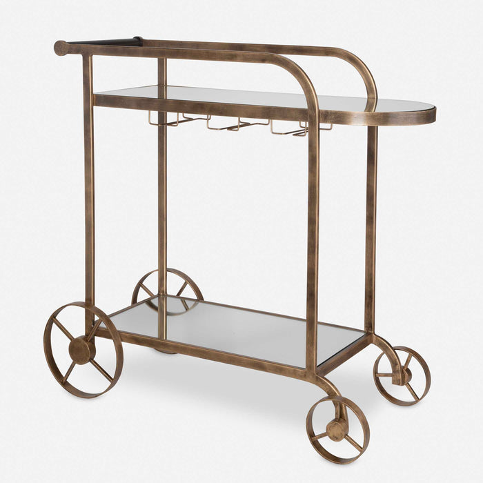 Carrinho Bar Cart Antique Brass-Furniture-Uttermost-Lighting Design Store