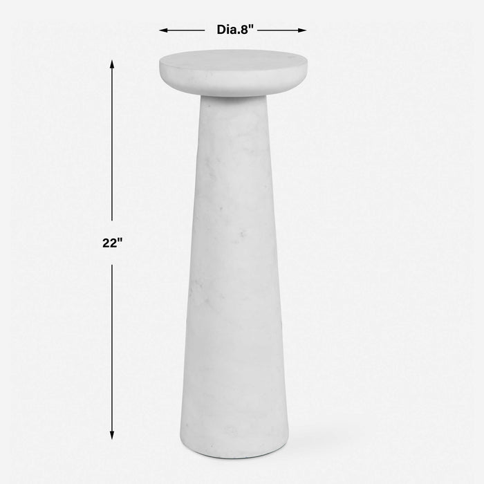 Lirra Drink Table White Marble-Furniture-Uttermost-Lighting Design Store