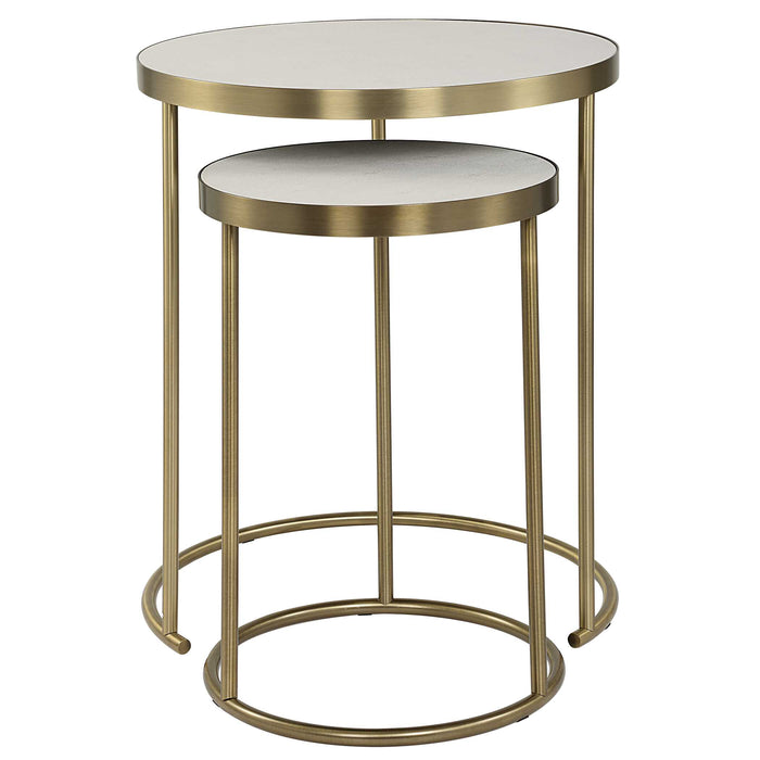 Aragon Nesting Tables Set/2 Brass-Furniture-Uttermost-Lighting Design Store